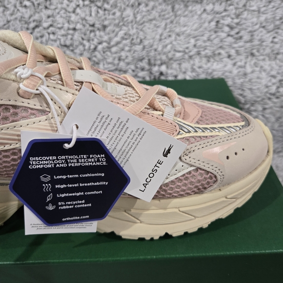 Lacoste Women's Pink and Cream Sneakers L003 Neo Shot Size 7.5 - Picture 6 of 15